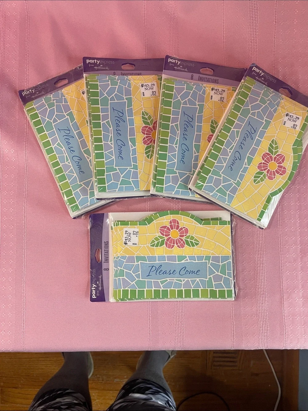 Hallmark Celebration Invitations and Blue-Green 'Please Come' RSVP Cards